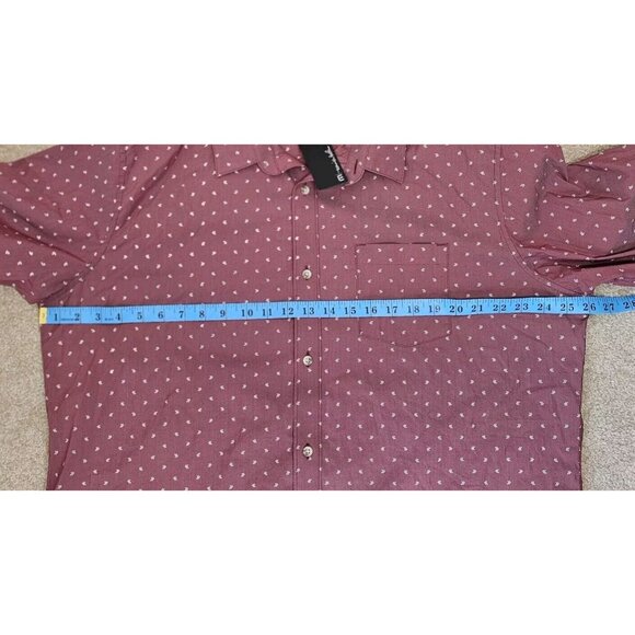 TRAVIS MATHEW Shirt XXL NOT YOUR BEST Short Sleeve Button Up Heather Ruby NEW - Picture 9 of 9